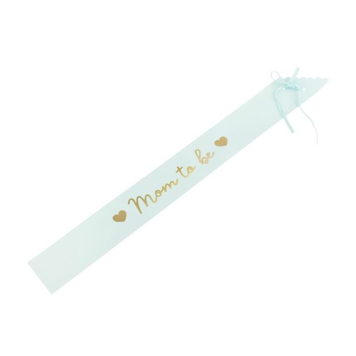 Light Blue Mom to Be baby shower paper sash - 75 cm