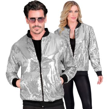 Silver Sequin Bomber Jacket