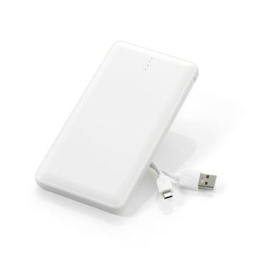 Power bank 10,000 mAh including built-in cable for iPhone and Android white
