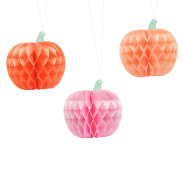 Honeycomb pumpkins 3x mix 24 cm