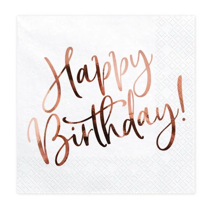 Happy birthday napkins white 20x - 33x33cm