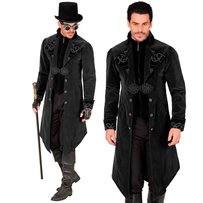 Black Gothic Velvet Coat for Men
