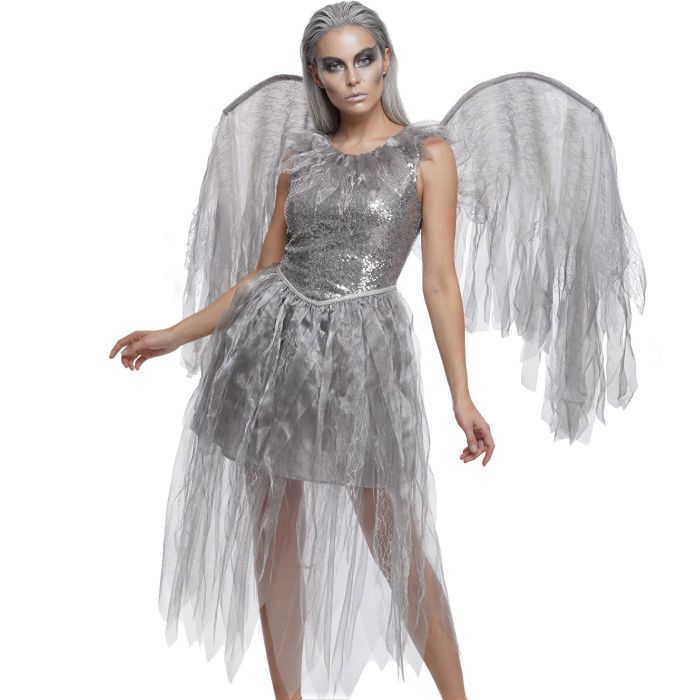 Grey Grim Reaper Angel Costume with Wings