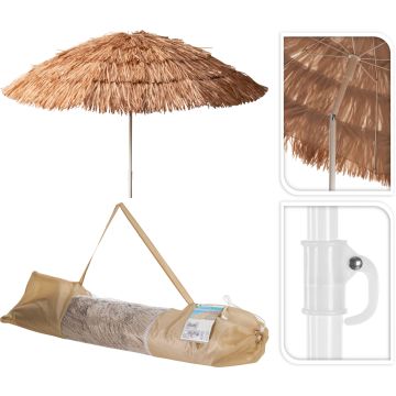 Light Brown Raffia Parasol Ø 180 cm with Tilt Function