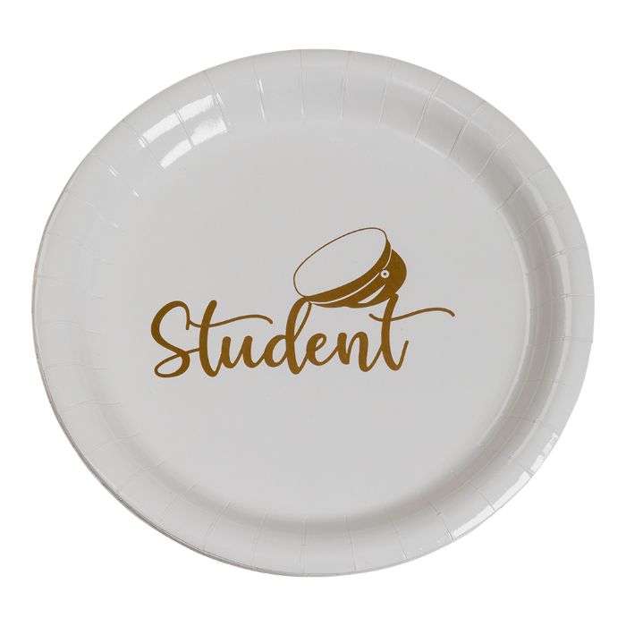 Paper plates with graduation motif gold 8x - 18 cm