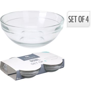 Clear Glass Bowls, Set of 4, 275 ml
