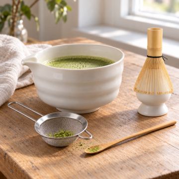 Matcha Set in Porcelain and Bamboo, 5 Pieces