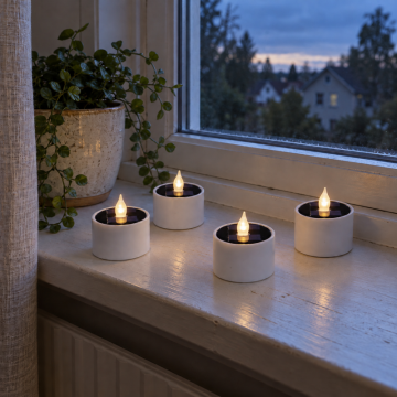 Solar Tea Lights 4 pcs. with Flashing LED