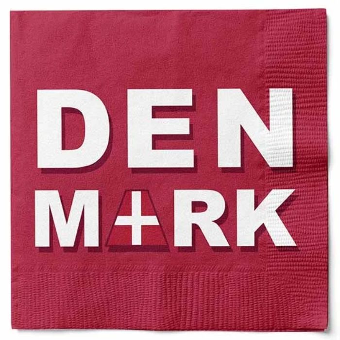 Red napkins with Denmark motif 20x Det Gamle Apotek - 33x33 cm