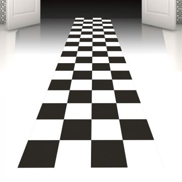 Black and white checked runner - 450x60 cm