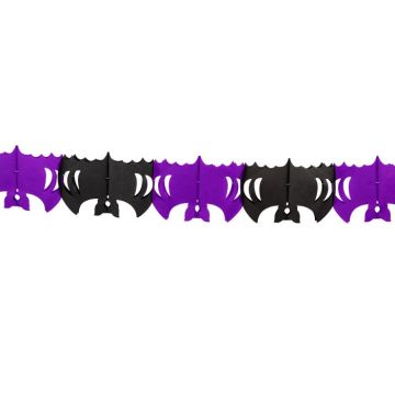 Black and purple bat paper garland - 6 m