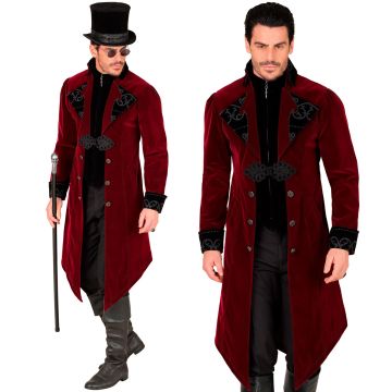 Bordeaux Gothic Velvet Coat for Men
