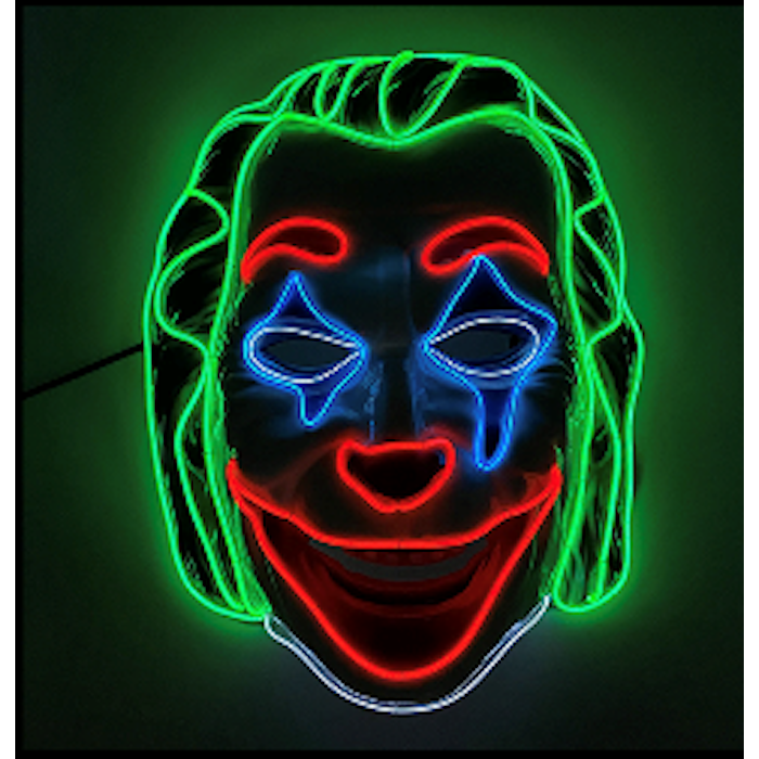 Creepy Clown LED Joker Mask with Green Hair