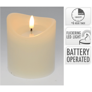 LED block candle white - 9x9x10 cm