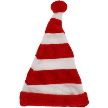 Striped Christmas elf hat with red pom-pom