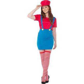 Red plumber costume for women