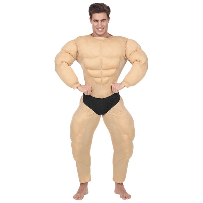 Fun bodybuilder costume in beige