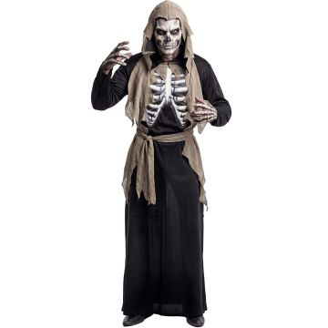 Zombie costume with hood and bone print