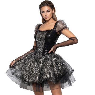 Silver Spider Dress Costume for Women