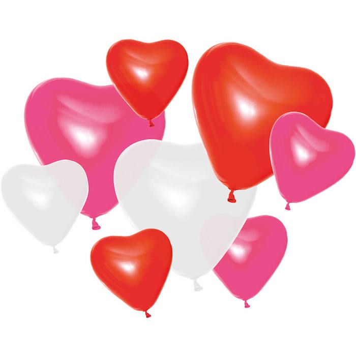 Heart-shaped balloons in pink, red, and white 8x 