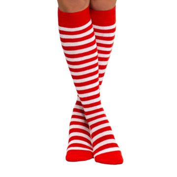 Knee socks red and white for women - one size