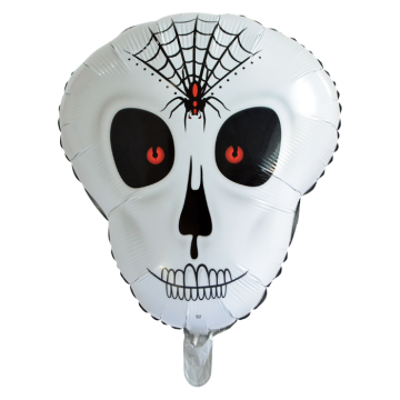 White skull foil balloon with spider - 62x50 cm