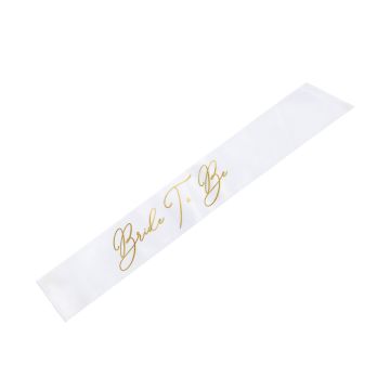 White Bride To Be Sash with Gold Writing - 75 cm 