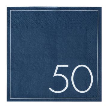 50th birthday napkins in Blue 16x