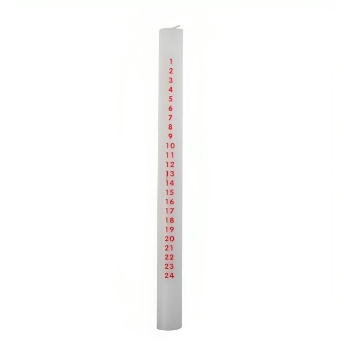 Advent Candle for Christmas with the numbers 1-24 red Det Gamle Apotek