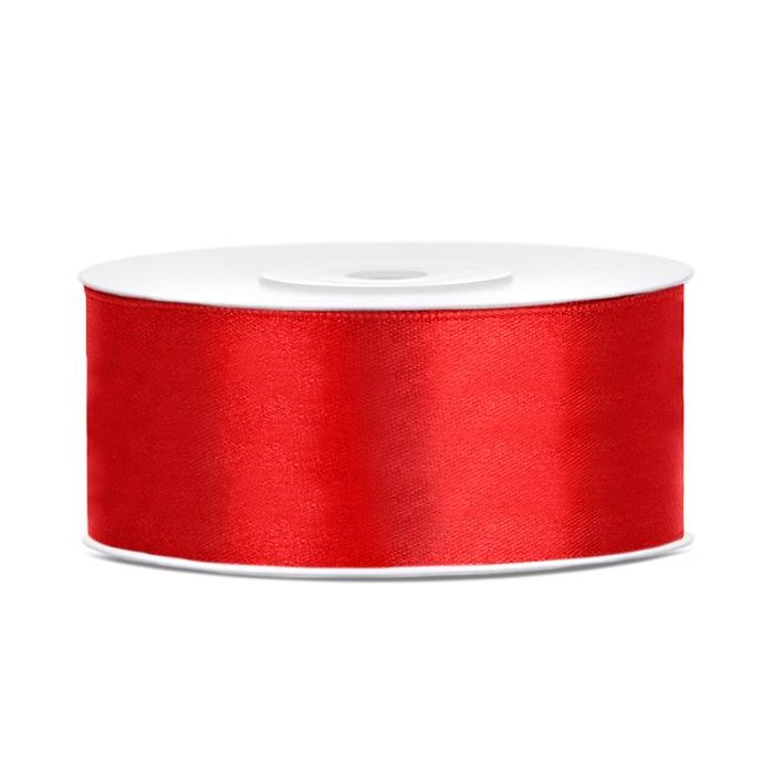 Red satin ribbon - 25 mm x 25 m