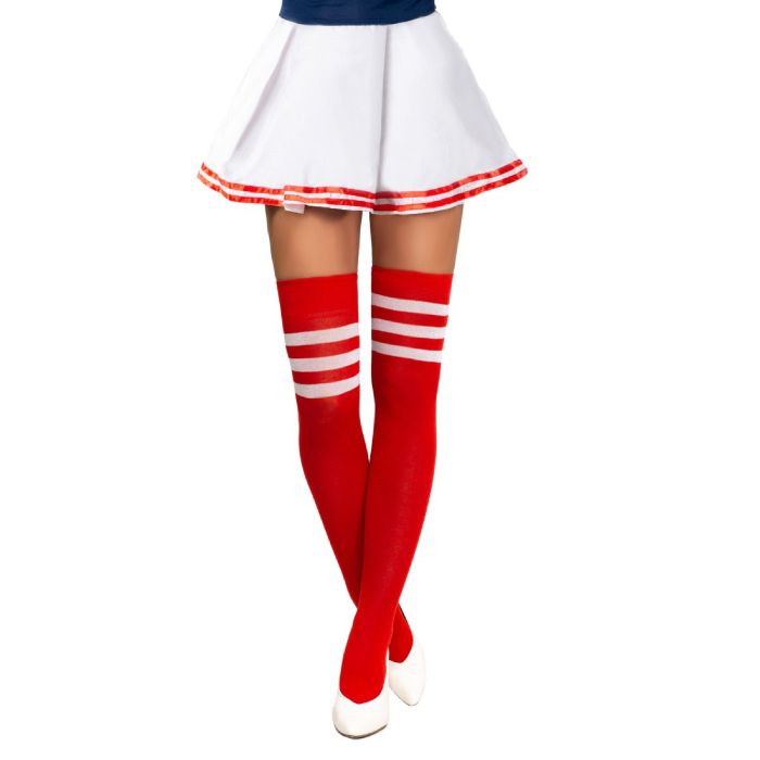 Cheerleader knee socks one-size red and white