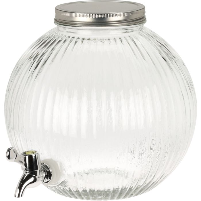 Ribbed Glass Drink Dispenser with Tap 5.5 Litres
