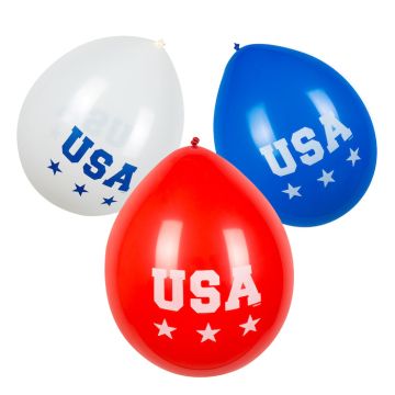 USA balloons red, white and blue 6x - 25 cm