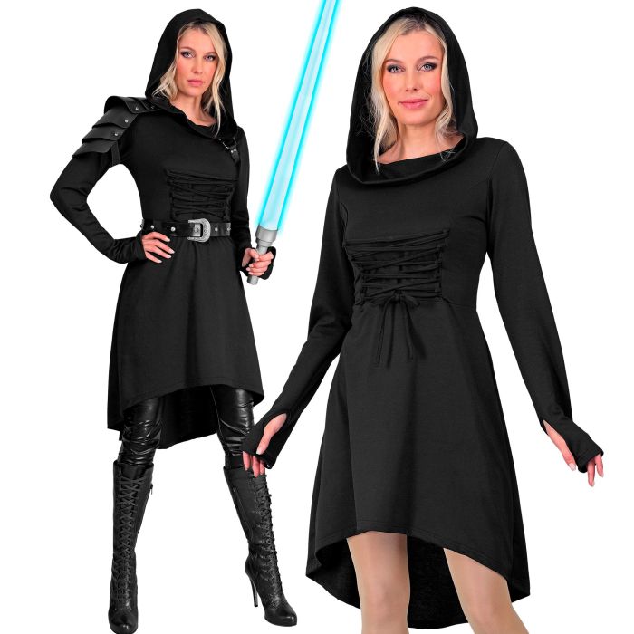 Black Gothic Hooded Dress for Women