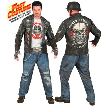 Biker costume for men with printed jacket