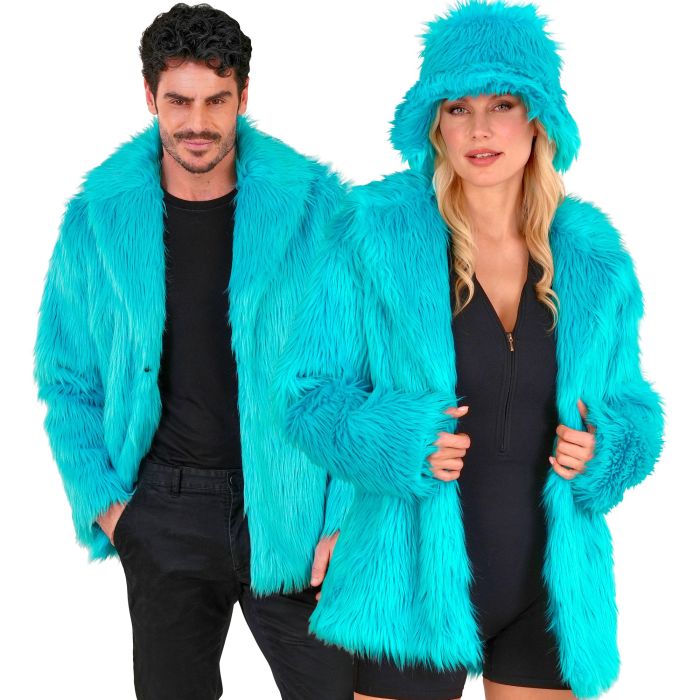 Turquoise Blue Fur Jacket for Themed Party