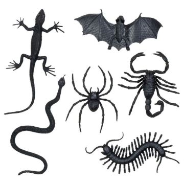 Spooky Black Halloween Crawlies - 6 Pieces
