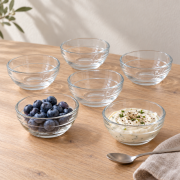 Clear Glass Bowls, Set of 6, 80 ml
