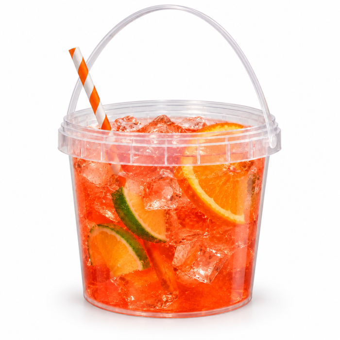 Plastic bucket for drinks with handle 100x 1.1 L