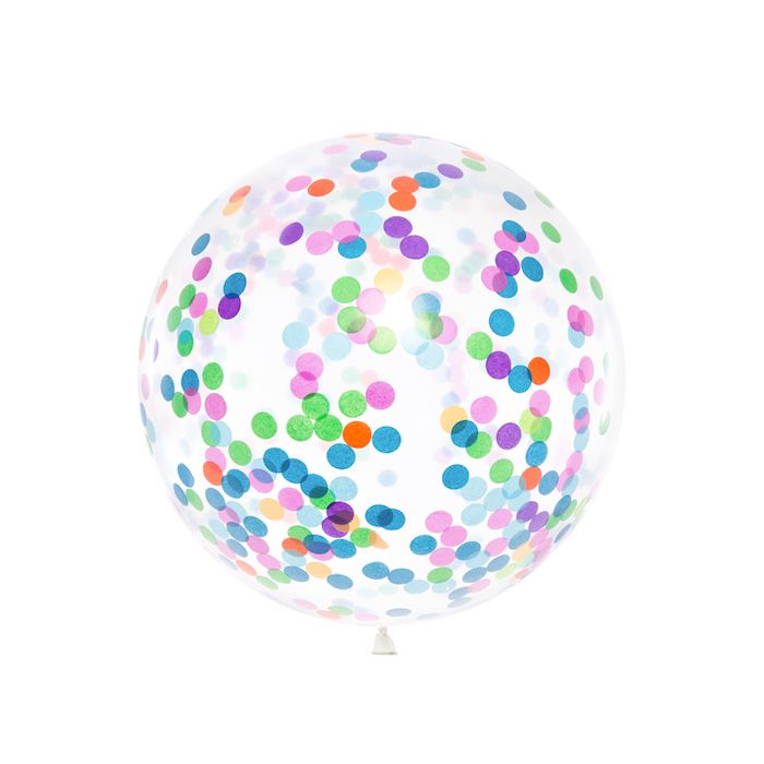 Giant multicoloured confetti balloon - 1 Metre