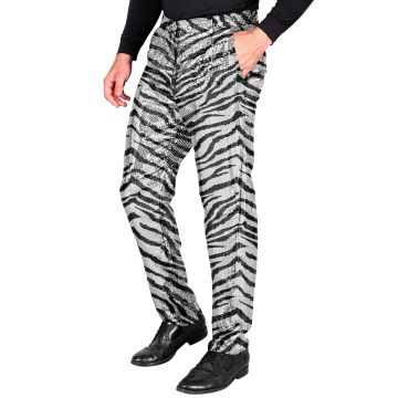 Men's Sequin Trousers with Zebra Print in Silver