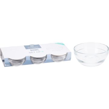 Clear Glass Bowls, Set of 6, 80 ml