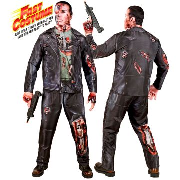 Cyborg costume for men with bullet holes