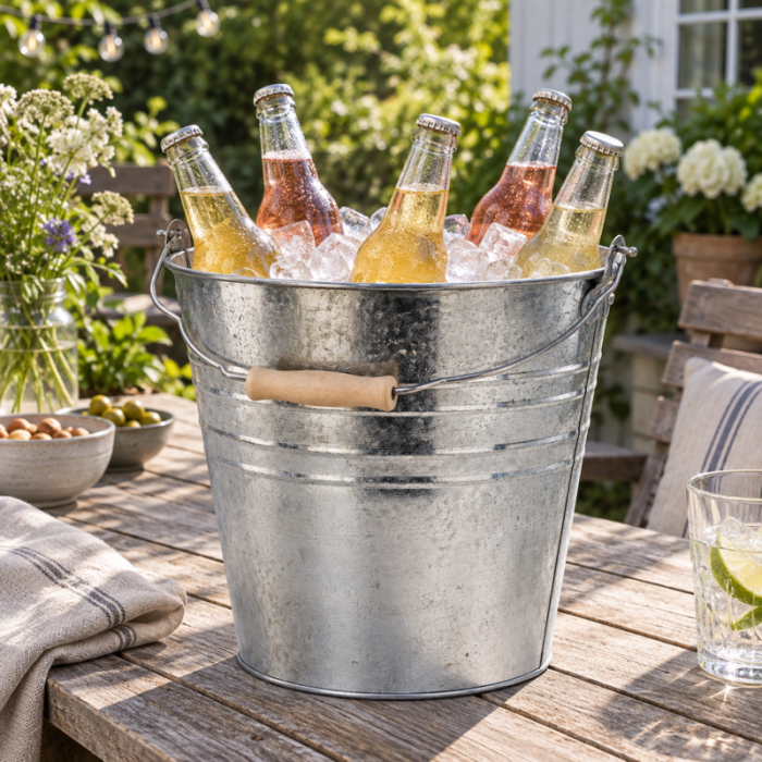 Galvanised Iron Bucket with Wooden Handle 10 Litres