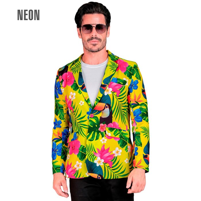 Yellow Jungle Jacket with Tropical Print