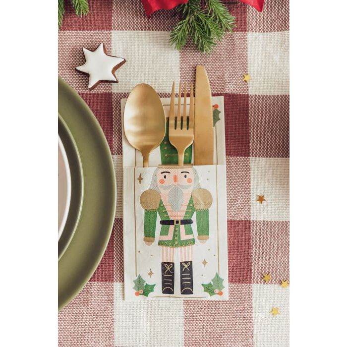 Nutcracker cutlery pocket napkin 6x - 20x10 cm
