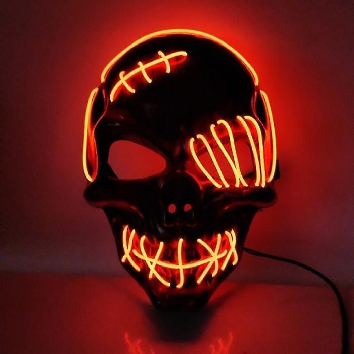 Creepy Halloween LED mask - Red skull with wounds