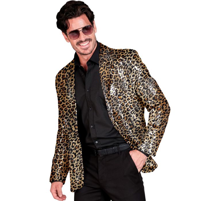Gold Leopard Sequinned Jacket for Parties