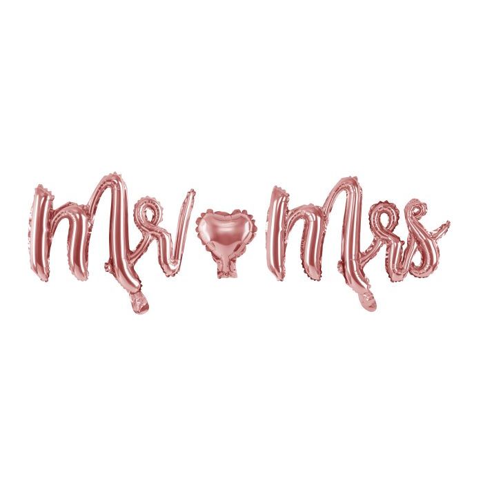 Mr Mrs rose gold letter foil balloons - 125x69 cm