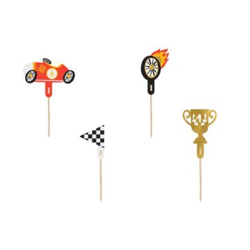 Cupcake decoration sticks with car motifs 4x - 12 cm